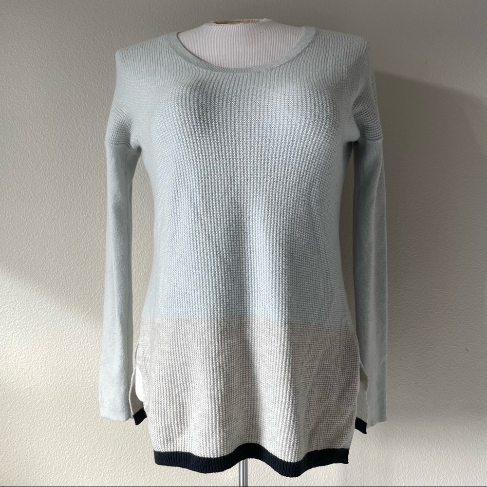 GAP Colorblock Waffle Knit Tunic Sweater - Pale Blue